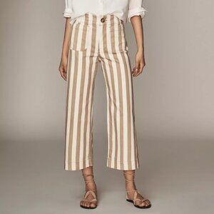 NWT - The Colette Cropped Wide-Leg Trousers by Maeve: Striped Edition